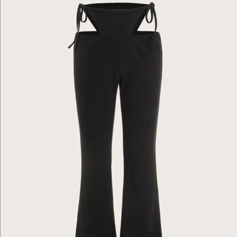 cutout tie waist flare pants